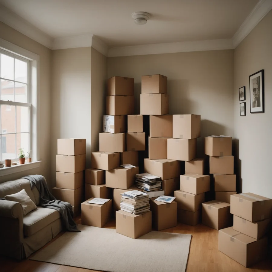 Boxes in an apartment covered by renters insurance in Poland, OH